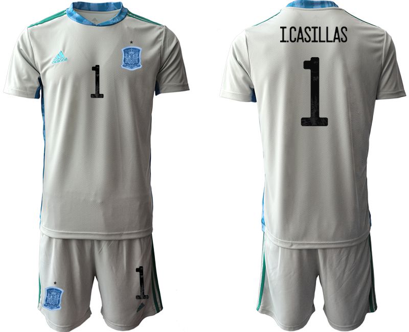Men 2021 World Cup National Spain gray goalkeeper #1 Soccer Jerseys1